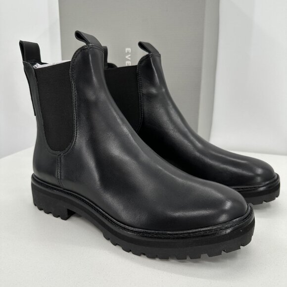 Everlane The Lug Chelsea Boot in Black size 10 Women's Leather Ankle Chunky Sole - Picture 1 of 11